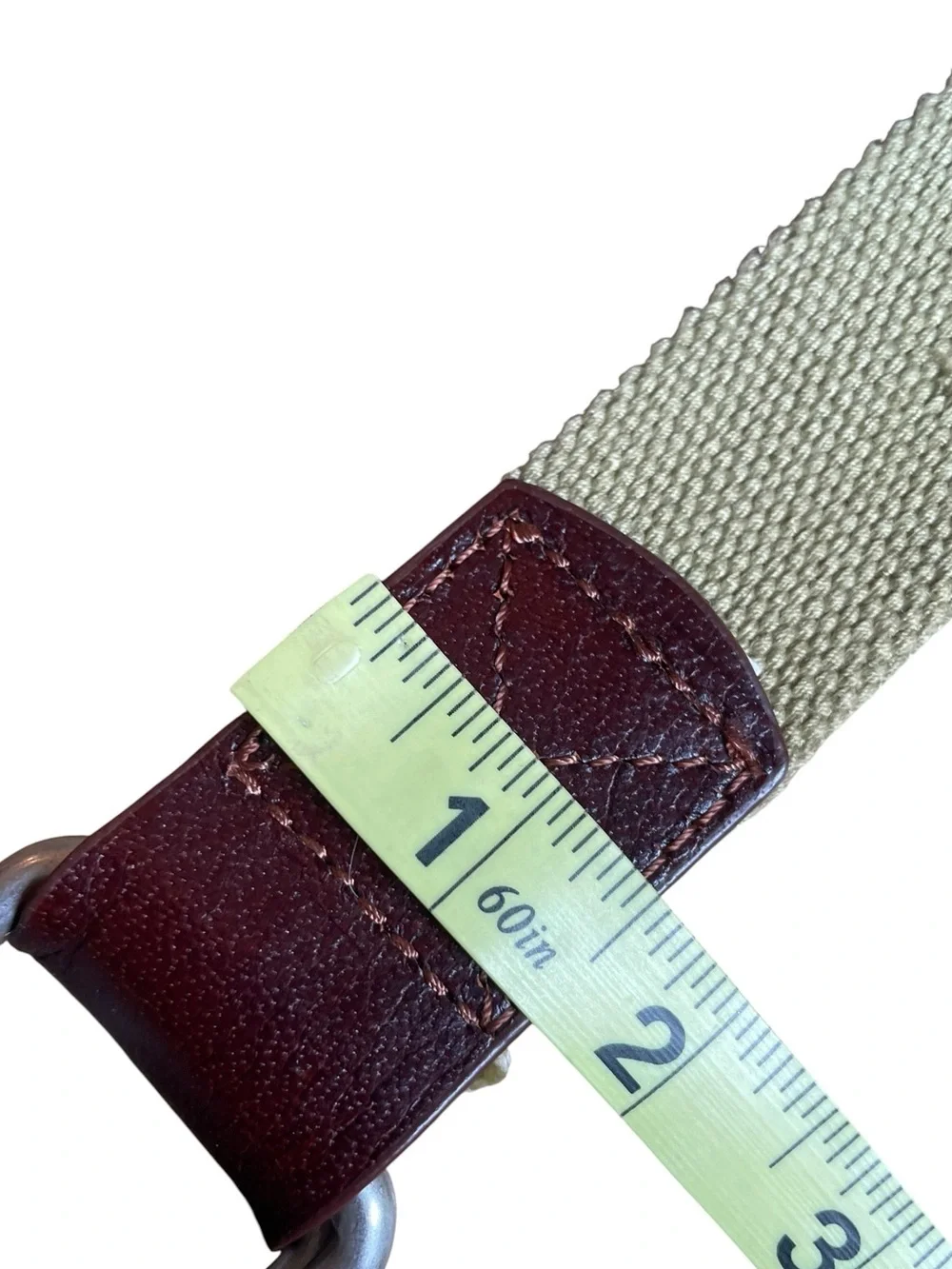 Leather Canvas D-Ring Belt Striped L XL (47
